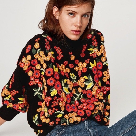 Zara Floral Embroidered Sweater - Picture 4 of 9
